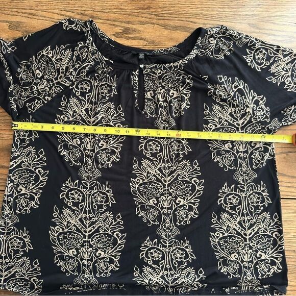 Lucky Brand Boho Tunic Blouse 3/4 Sleeve Keyhole Neck Black/Tan Women’s 2X - Picture 4 of 7